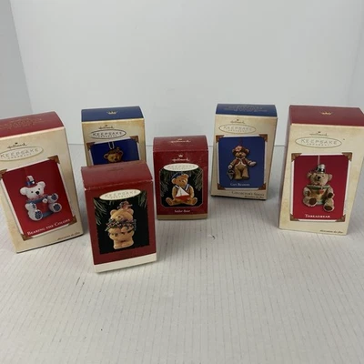 Lot Of 6 Hallmark Keepsake Teddy Bear Ornaments 2002-2004 - Image 1 of 4