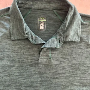 Camisa Stio Adulto Grande Verde Rayas Polo Manga Corta Cuello Bolsillo Hombres L - Imagen 1 de 7