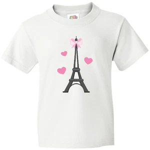 Inktastic Paris Lover Eiffel Tower Youth T-Shirt France Love Girls Travel Heart - Picture 1 of 7