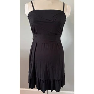 Free People Women’s Black Mini Dress Adjustable Straps Size Large Ruffle Hem - Bild 1 von 3