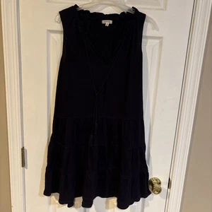 Women’s Max Studio Jersey Tie Tiered Royal Blue V Neck Swing Mini Dress Size LG - Picture 1 of 4