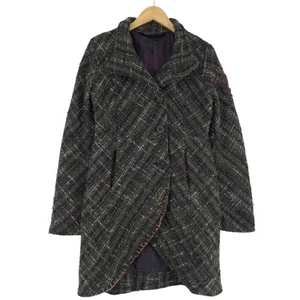 Vintage Desigual Coat Women Button Front Long Multicoloured Dv5 Size 40 - Picture 1 of 11