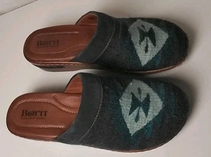 Geboren Damengröße 9 Bandy Clogs Decke Strick Südwesten Aztekenblau Küste Cowgirl - Bild 1 von 13