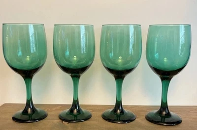 4 件套 Libbey Juniper 绿水/葡萄酒杯高脚杯 ~ 12 盎司 ~ 完好! — 第 1/3 张图片