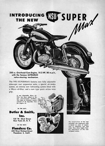1957 NSU Super Max Motorrad "Einführung" Originalanzeige  - Bild 1 von 1