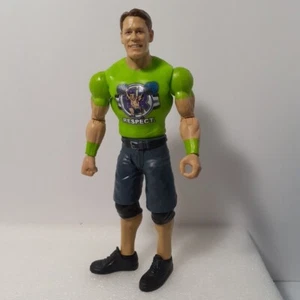 Used Wrestling Action Figure John Cena WWE Mattel Toys Green Top "RESPECT" Shirt - Picture 1 of 9