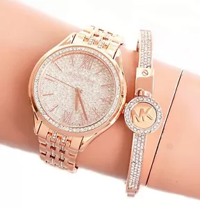 Montre Michael Kors montre pour femme montre-bracelet MK7085 Mindy IP or rose neuve - Photo 1 sur 10