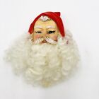 Vintage Plastic Molded Santa Head White Hair Beard Mid Century Kitschy
