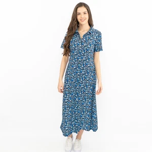Oasis Women Dress Blue Black Floral Short Sleeve City Holiday Work Button Casual - Picture 1 of 13