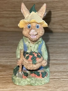 Garden Rabbit Figurine Basket Of carrots In Hand & Basket On Back Easter bunny - Picture 1 of 8