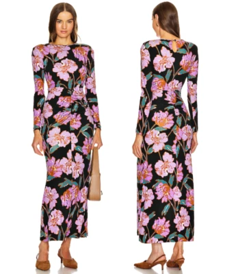 DIANE VON FURSTENBERG Madge Long Sleeve Wool-Blend Ruched Maxi Dress  sz L  $438 - Image 1 of 4