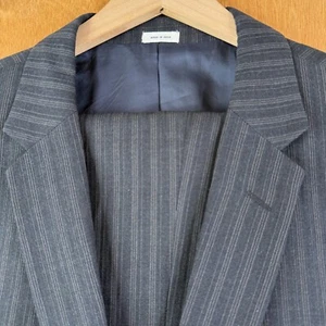 Calvin Klein Suit Mens 44L Gray Pinstripe 2 Button Wool Blend Pants 38x30 Flat - Picture 1 of 20