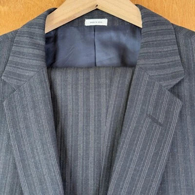 Calvin Klein Suit Mens 44L Gray Pinstripe 2 Button Wool Blend Pants 38x30 Flat - Image 1 of 4
