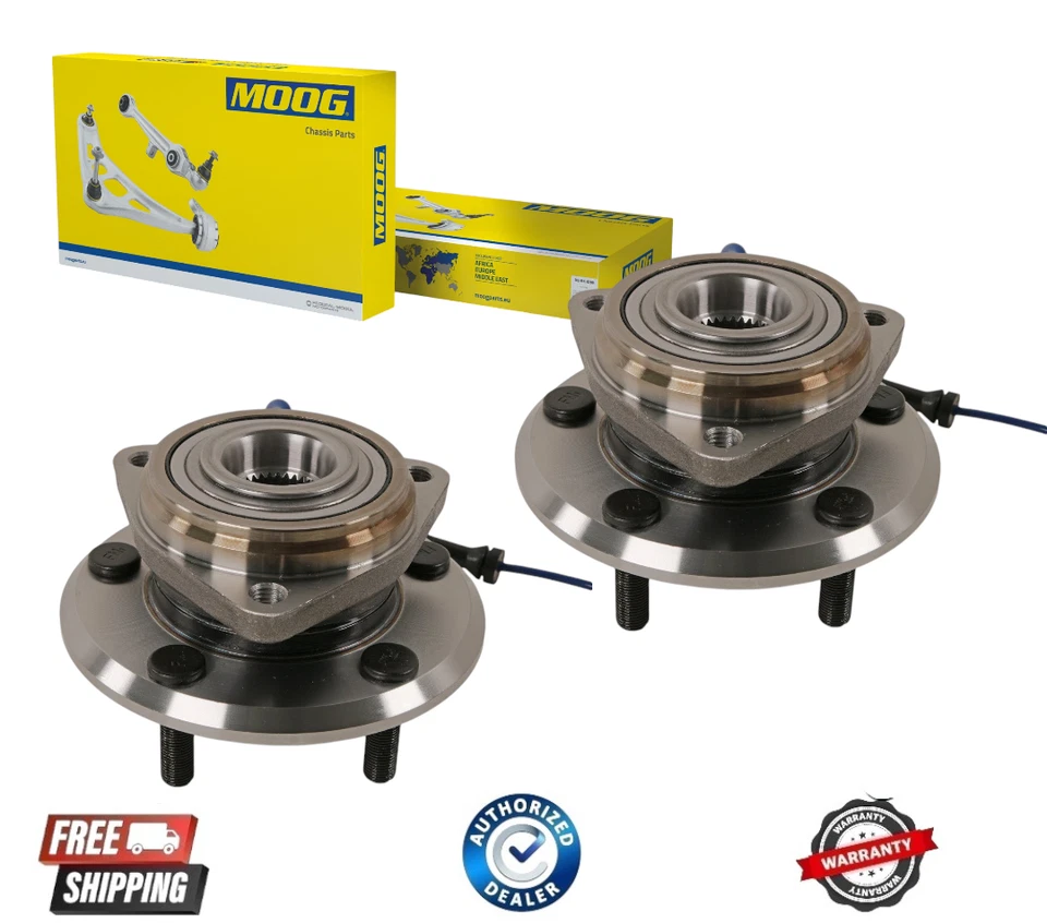 Par de cojinetes y bujes de rueda delantera MOOG para 07-10 Jeep Wrangler 5 pernos; ABS de 4 ruedas Foto 1 de 1