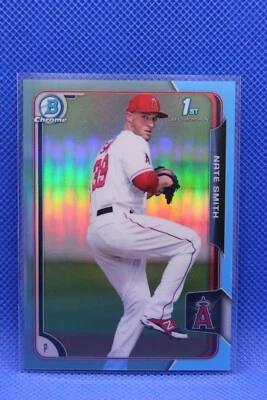 2015 Bowman Chrome Light Blue Refractor /10 BCP90 Nate Smith RC SP 1st Angels - Image 1 of 2