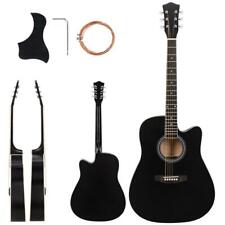 Right Handed 41in Full Size Cutaway Acoustic Guitar 20 Frets Beginner Kit Black