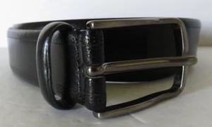 Johnston & Murphy Gürtel Herren Schwarz Leder Größe 36 Silberfarbene Schnalle Italy - Bild 1 von 9