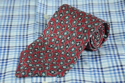 Corbata para hombre Robert Talbott roja jade y gris estampada geométrica seda 58 x 3,5 Foto 1 de 4