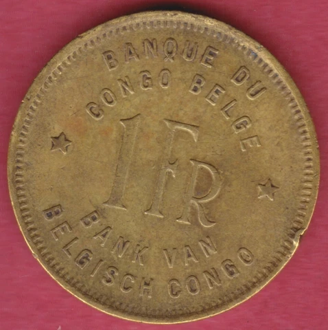 R* BELGIAN CONGO 1 FRANC 1949 VF DETAILS #D515 Cover