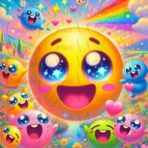 20oz Skinny Tumbler Sublimation Transfer Emoji Rainbow Ready To Press - Picture 1 of 1
