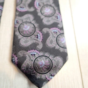 Santorelli gray Purple Paisley Tie hand made in Italy - Picture 1 of 6