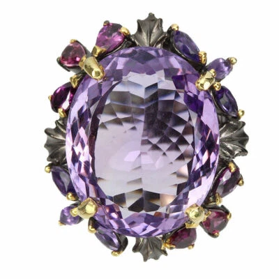 SHOLA Anello In Amatista Naturale Viola Taglia 19 In Argento Sterling R735 - Immagine 1 di 3
