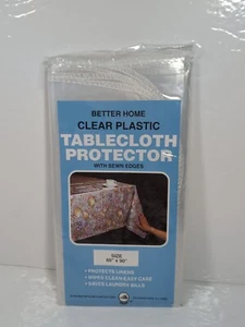 CLEAR PLASTIC  TABLECLOTH PROTECTOR Better Home PROTECTS LINENS!! - Picture 1 of 4