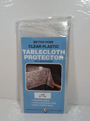 CLEAR PLASTIC  TABLECLOTH PROTECTOR Better Home PROTECTS LINENS!! - Image 1 of 4