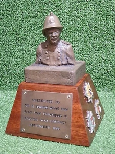 Rare Vintage Fire CFO Retirement Award Fireman With 10 Cap Badges Brass CACFOA - Picture 1 of 13