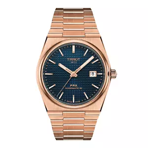 NEW TISSOT T1374073304100 PRX AUTO 40MM ROSE GOLD PVD BLUE T137.407.33.041.00 - Picture 1 of 1