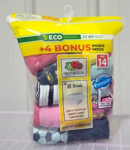 Fruit of the Loom Girls' Size 14 Multicolor & Sports Design Briefs 18 Count Pack - Picture 1 of 4
