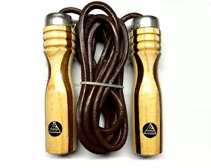 BF Springseil Profi Leder Holzgriff Skipping Rope Boxen Sprungseil Erwachsene - Bild 1 von 3