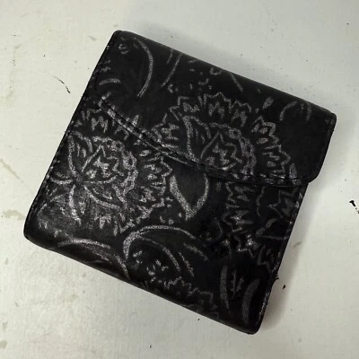 Monedero Patricia Nash Floral Triple Plegable Bloqueo de Beso Cuero Western Boho Negro Foto 1 de 4