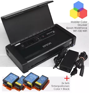 Epson Wf-100 Wifi Usb Mobile Printer For Win 10 11 Android Iphone + 2x Set Ink - Picture 1 of 1