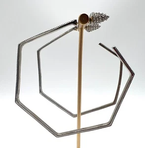 Belle Noel Kim Kardashian Palladium Plated Honey Hexagon Hoop Earrings - Picture 1 of 4