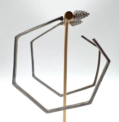 Belle Noel Kim Kardashian Palladium Plated Honey Hexagon Hoop Earrings - Image 1 of 4