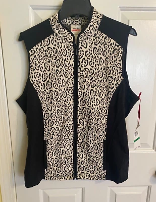 Ruby Rd. Women's Size L Black & Animal Print Vest NEW w/ Tags - Image 1 of 3