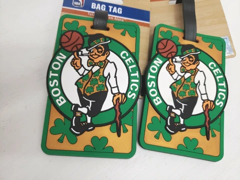 Boston Celtics Bag Tag 4.5"x 3" New Rubber Set Of 2 Cover