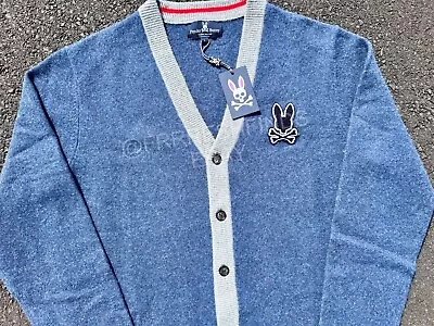 Подлинный шерсти мериноса психо кролик вышитый шениль логотип кардиган свитер - Изображение 1 из 4