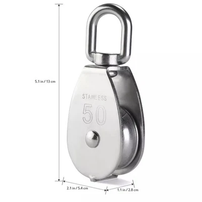 Poulie en acier inoxydable M50 qualité 304 bloc unique 800 lbs capacité de cha - Photo 1/4