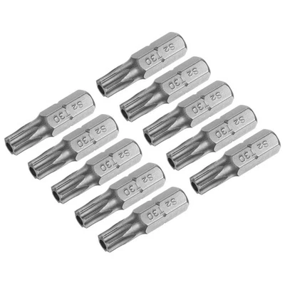 10 peças Torx Bits 1/4" chave de fenda magnética T30 chave de fenda bit S2 liga de aço - Imagem 1 de 4