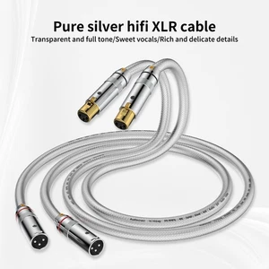Pair 2Core 18AWG 4N Pure Silver 3Pin XLR Balanced Cable Hifi Audio CD Amplifier  - Picture 1 of 8