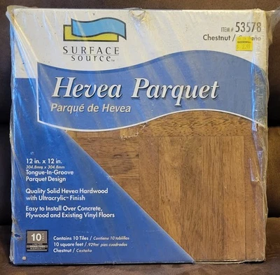 Surface Source Hevea Parquet Artículo # 53578 Color Castaño Paquete de 10 Azulejos (12 X 12 Foto 1 de 4