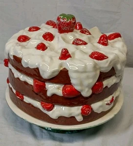 Vintage Strawberry Shortcake Chocolate Ceramic Pedestal Cake Plate & Dome Cover - Picture 1 of 17