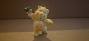 Vintage 1980s Care Bear Funshine Bear Holding A Butterfly Vinyl Figure Toy 80s - Picture 1 of 2