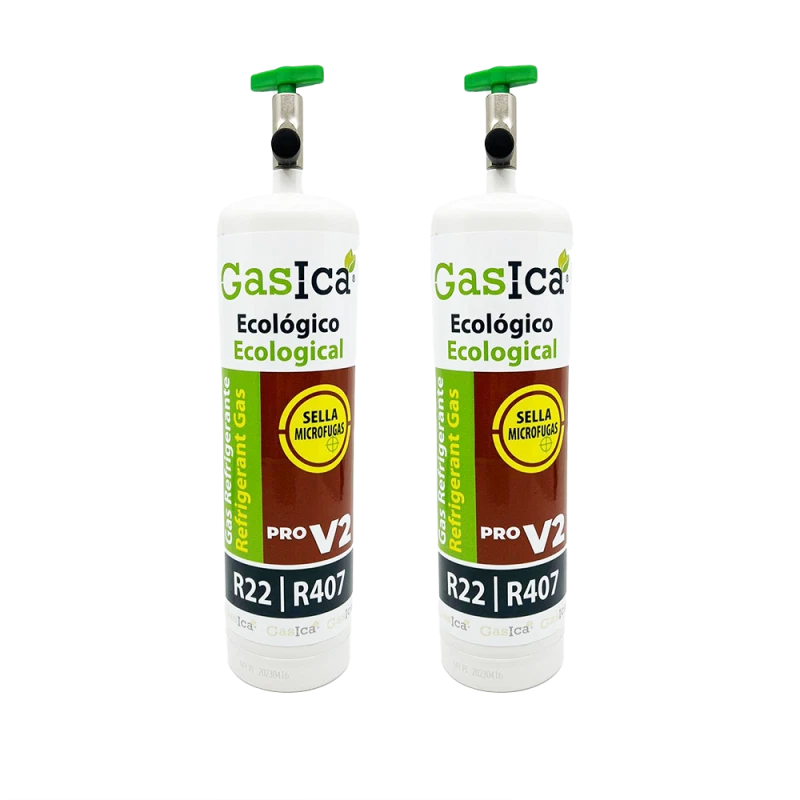 2 ENVASE GAS REFRIGERANTE ECOLÓGICO ORGÁNICO GASICA V2 PRO EQUIVALE A 800gr SUST - Imagen 1 de 1