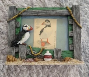 Mini Bilderrahmen 9cm x 7,5cm mit einem 19p Papageientaucher Pinguin Stempel - Bild 1 von 4