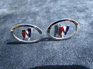 ca. 1970s-1980s Buick Tri-Shield NICE "Floating Circle Cuff Links: 1-1/8" Dia. - Picture 1 of 2