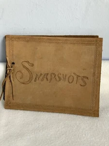 VTG Leather “Snap Shots” Album,Leather Lacing,Some Cut Out Poams Inside - Picture 1 of 7