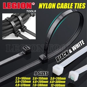 Cable Ties Zip Ties Nylon UV Stabilised Bulk Black&White Cable Ties - Picture 1 of 30